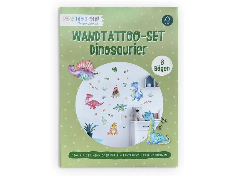 Papierdrachen Wandtattoo-Set Dinosaurier Papierdrachen Wandtattoo-Set Dinosaurier