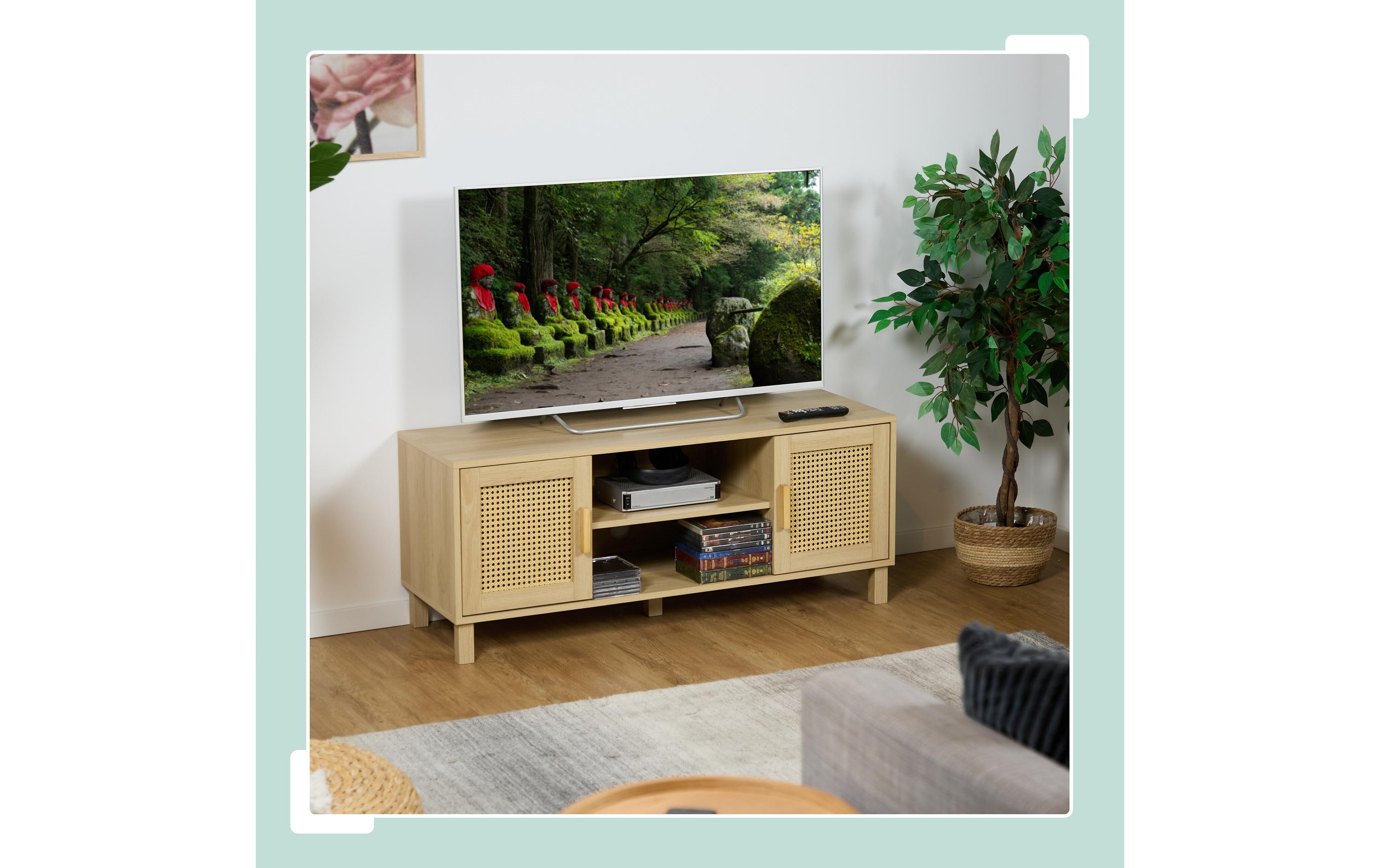 relaxdays TV-Lowboard 115 x 40 cm, Hellbraun