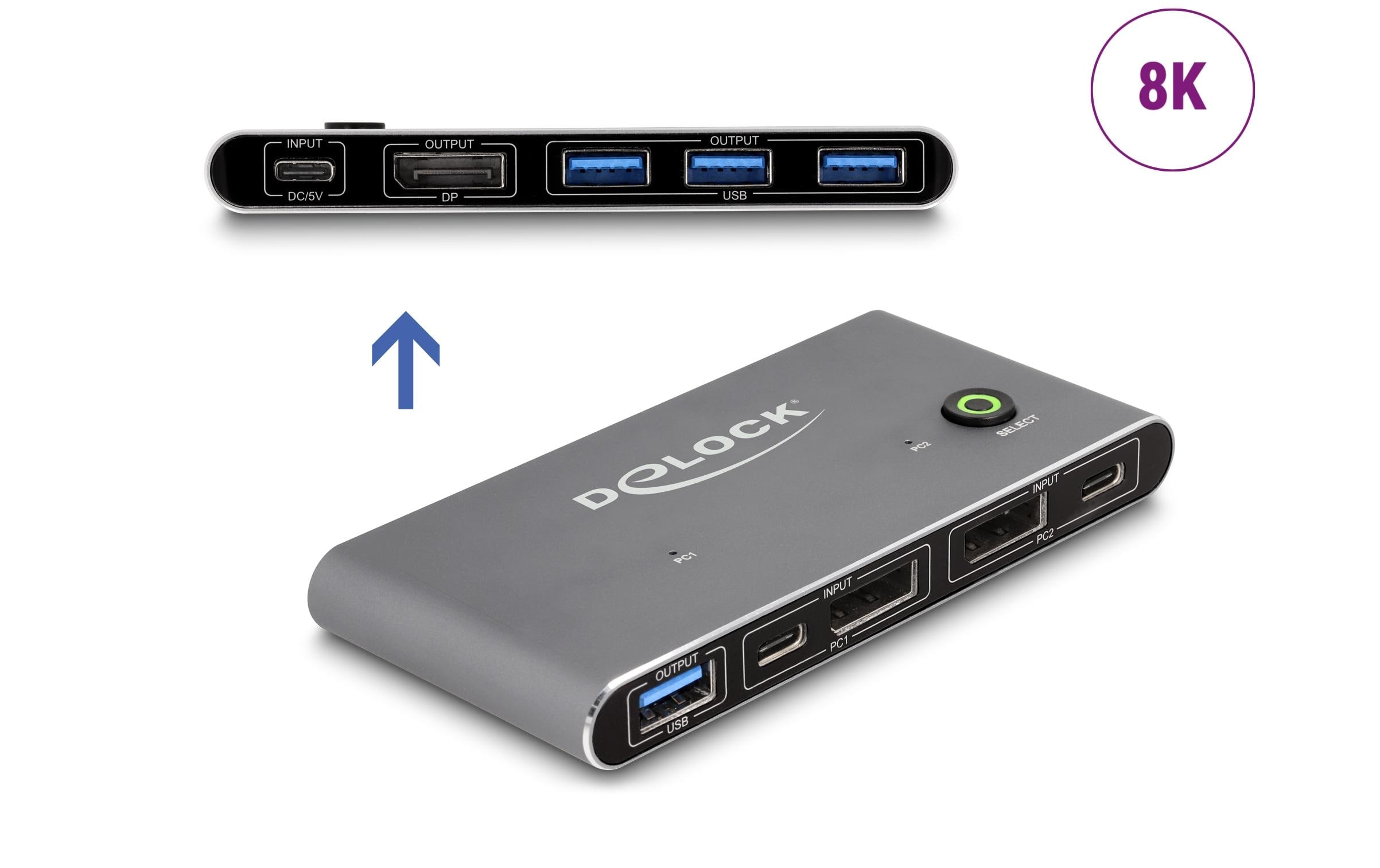 Delock KVM Switch Displayport 8K 30 Hz mit USB 5 Gbps Delock KVM Switch Displayport 8K 30 Hz mit USB 5 Gbps