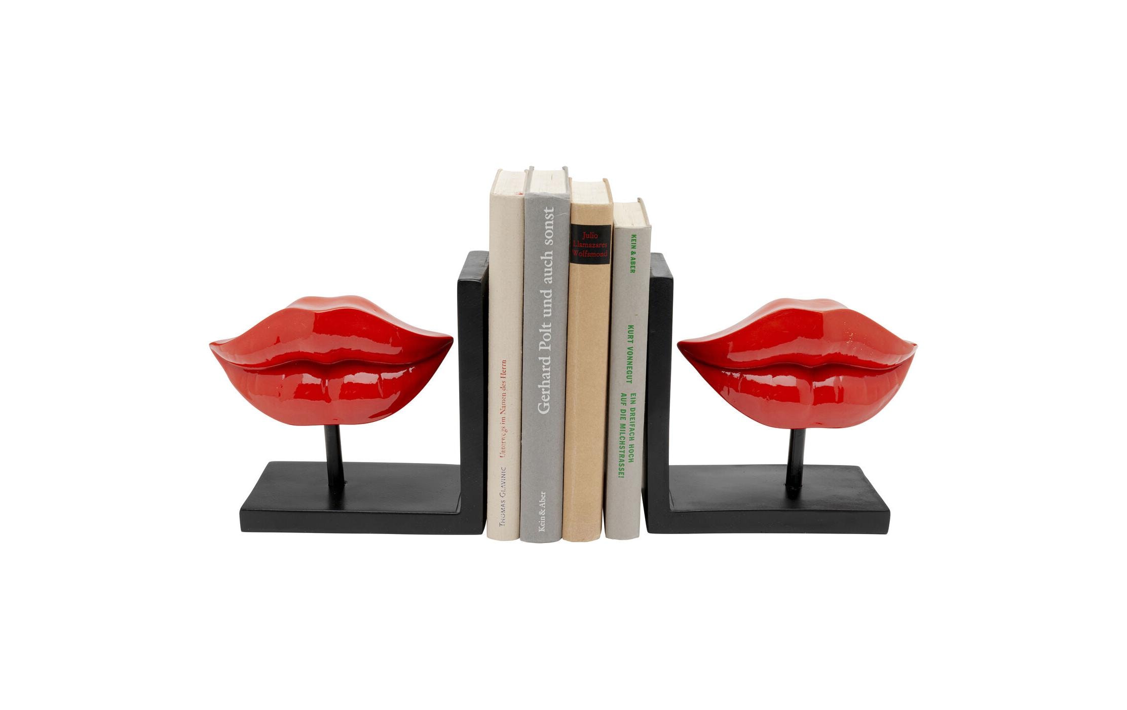 Kare Buchstütze Lips 2er Set, Rot/Schwarz Kare Buchstütze Lips 2er Set, Rot/Schwarz