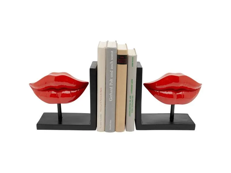 Kare Buchstütze Lips 2er Set, Rot/Schwarz Kare Buchstütze Lips 2er Set, Rot/Schwarz