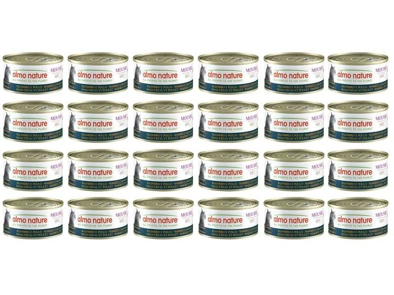 Almo Nature Nassfutter HFC Mousse Makrele und Huhn 24 x 70 g