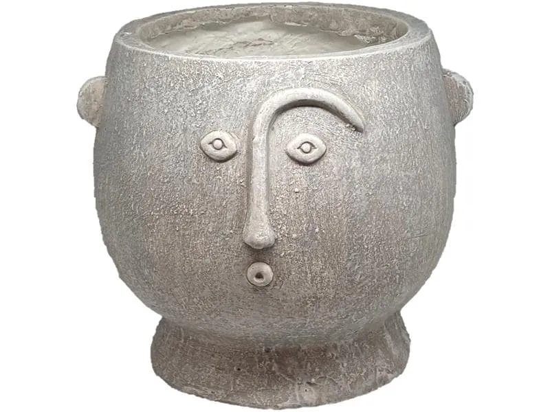 Dameco Pflanzentopf mit Gesicht 16 cm, Grau Dameco Pflanzentopf mit Gesicht 16 cm, Grau