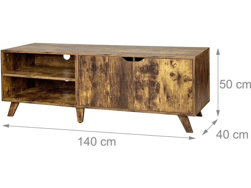 relaxdays TV-Möbel Vintage Style 140 cm, Braun 60 Zoll