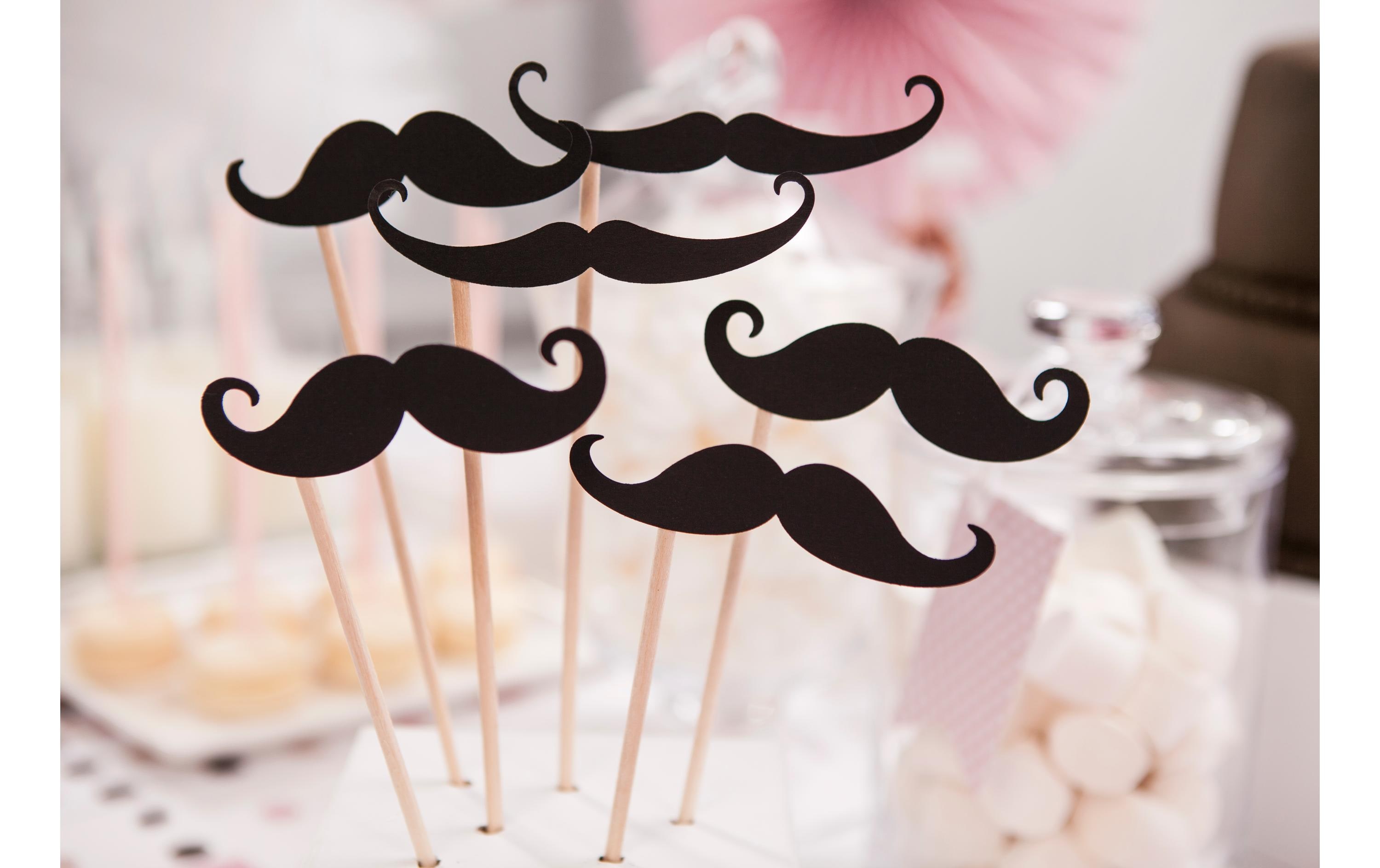 Partydeco Partyaccessoire Moustache 6-teilig, Schwarz
