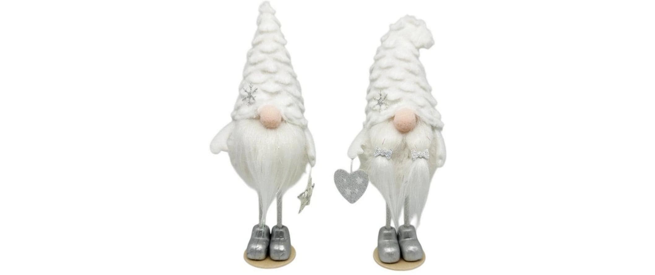 Dameco Weihnachtsfigur Wichtel stehend 2-er Set, Weiss, 18 cm