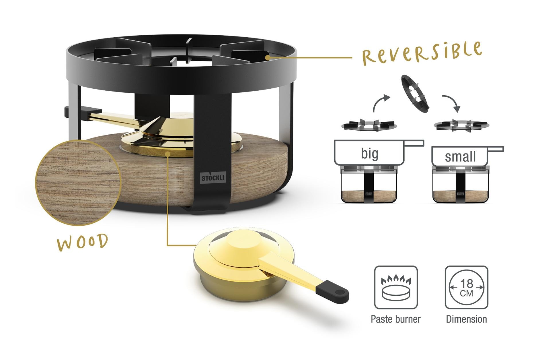 Stöckli Fondue-Rechaud Pilatus Braun/Schwarz