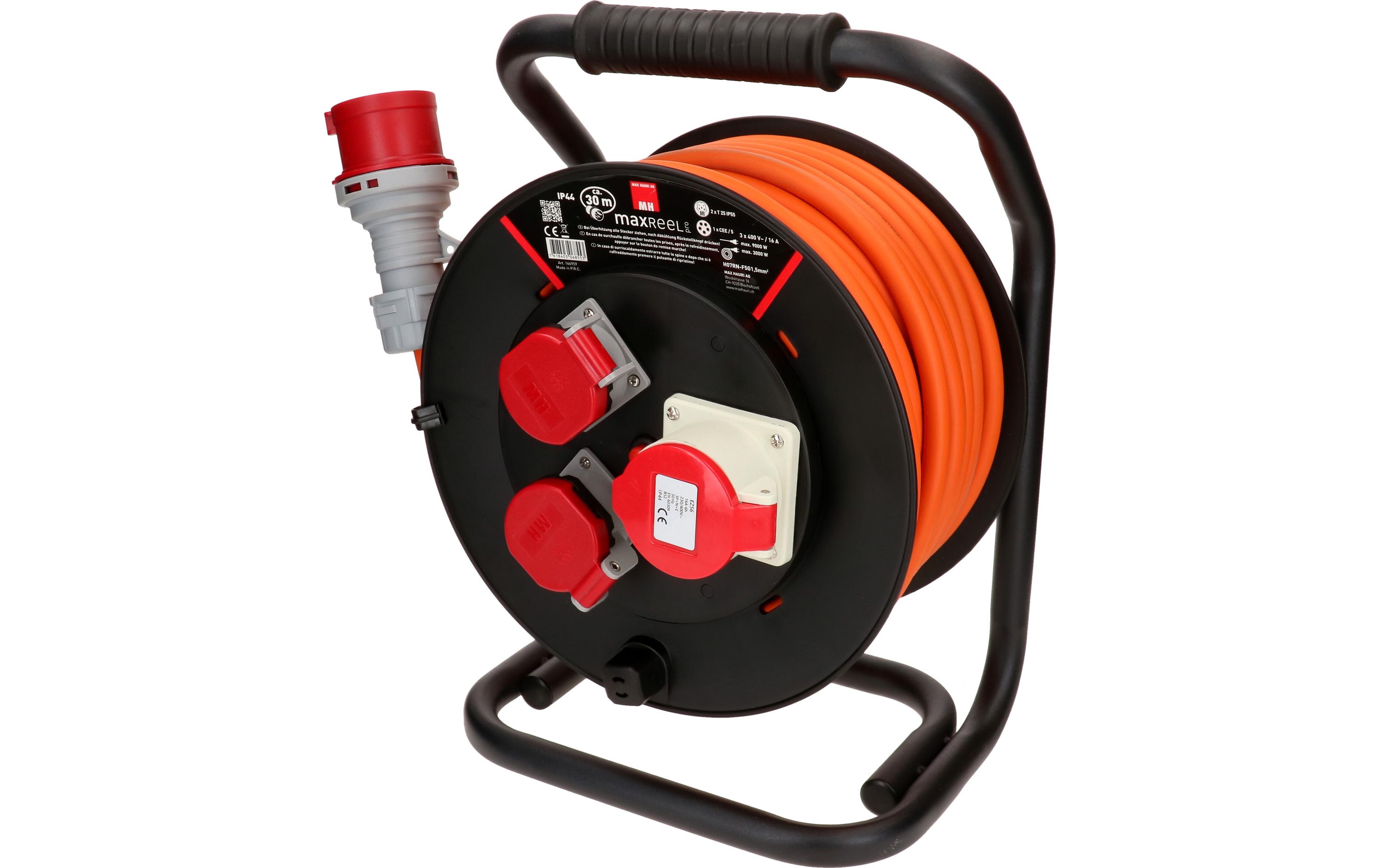 Max Hauri Kabelrolle 30 m, 2x T25, 1x CEE16/5, Schwarz Max Hauri Kabelrolle 30 m, 2x T25, 1x CEE16/5, Schwarz