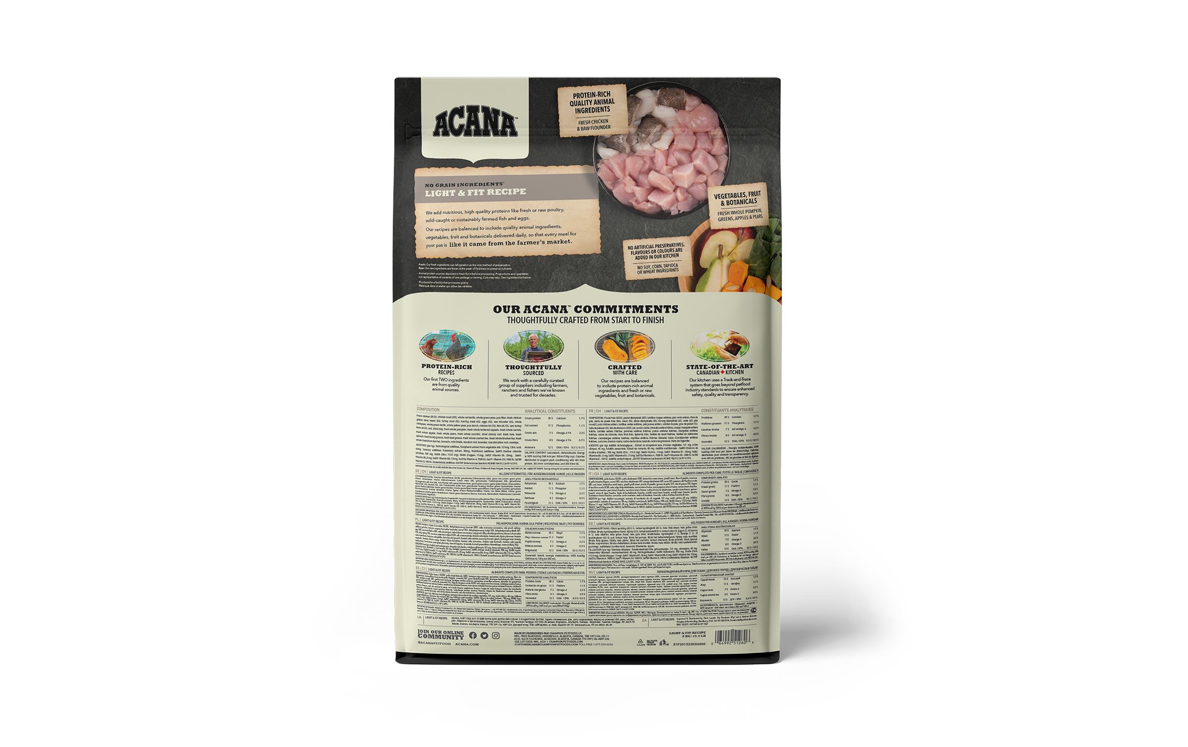 Acana Trockenfutter Light & Fit Recipe, 6 kg Acana Trockenfutter Light & Fit Recipe, 6 kg