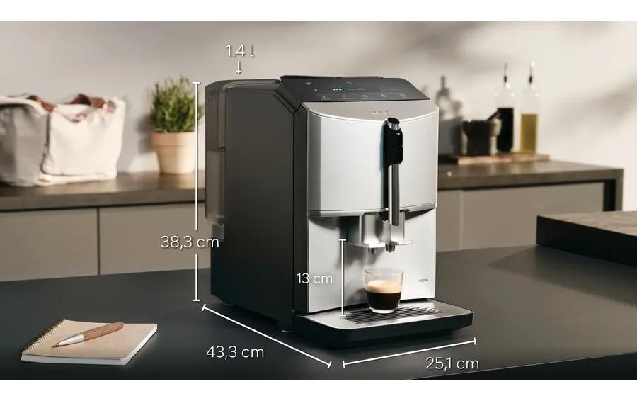 Siemens Kaffeevollautomat EQ 300 TF303E01 Schwarz, Silber