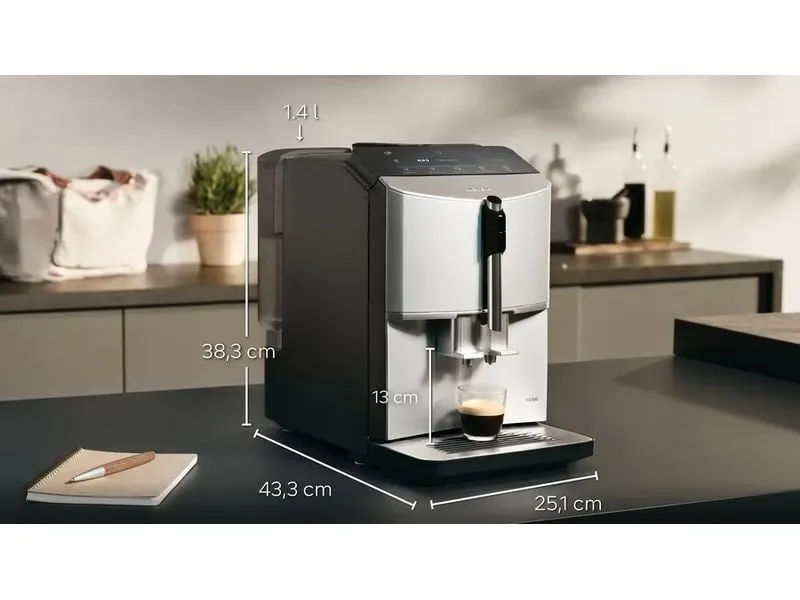 Siemens Kaffeevollautomat EQ 300 TF303E01 Schwarz, Silber Siemens Kaffeevollautomat EQ 300 TF303E01 Schwarz, Silber