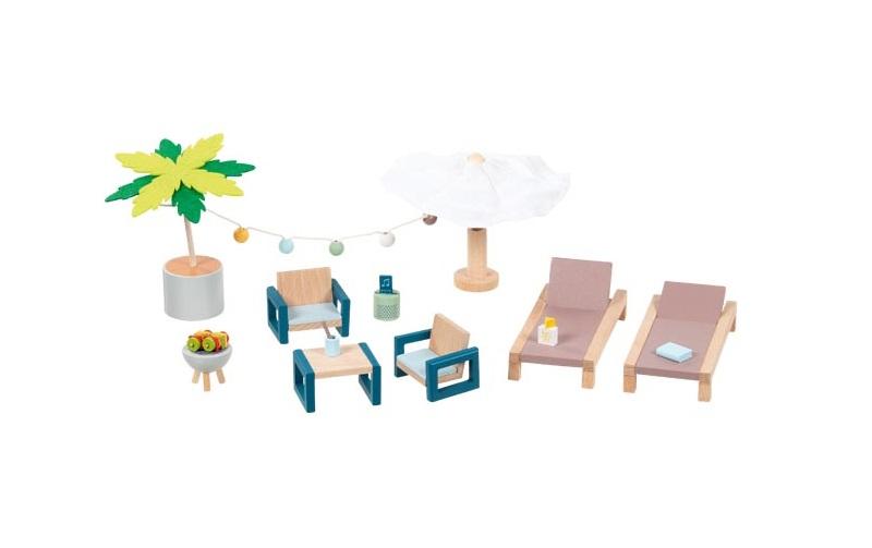 Goki Puppenhausmöbel Outdoor Möbel Set Mallorca