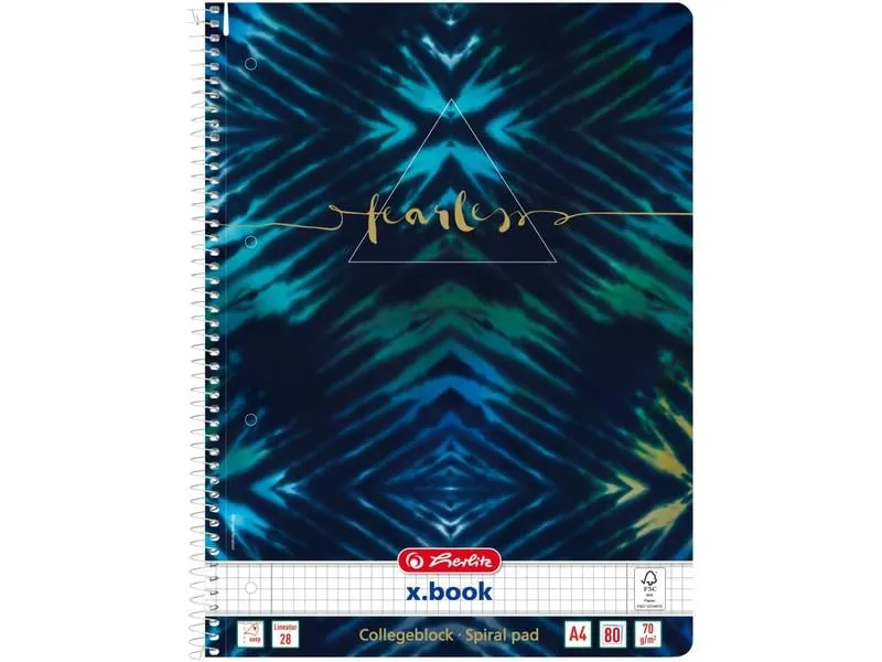 Herlitz Spiralblock New Baltik Fearless Kariert, 80 Blätter, A4 Herlitz Spiralblock New Baltik Fearless Kariert, 80 Blätter, A4