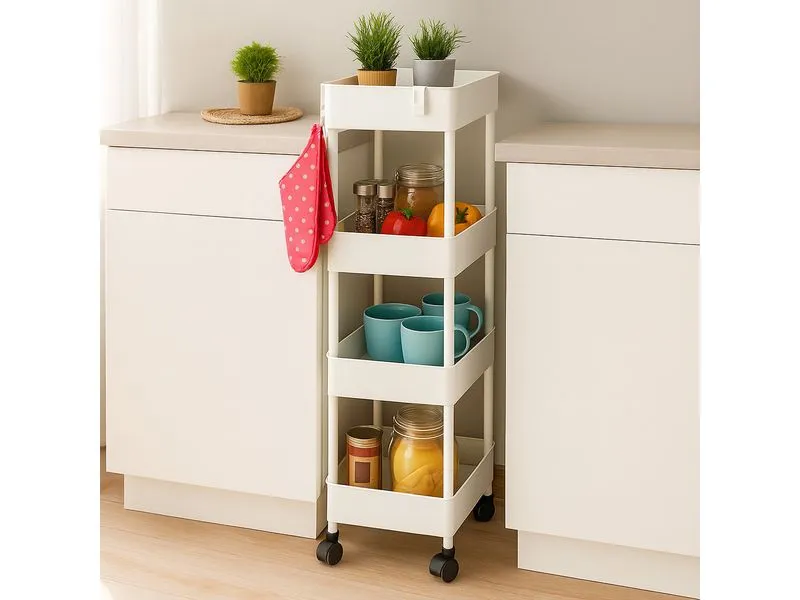 relaxdays Küchenwagen 40 x 93 x 22 cm, Weiss relaxdays Küchenwagen 40 x 93 x 22 cm, Weiss