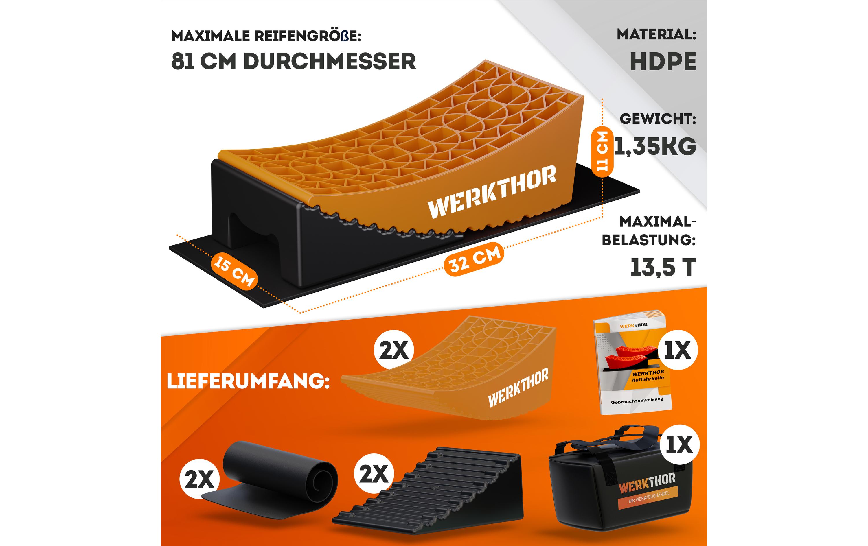 Werkthor Stufenlose Auffahrkeile 2er Set, Orange