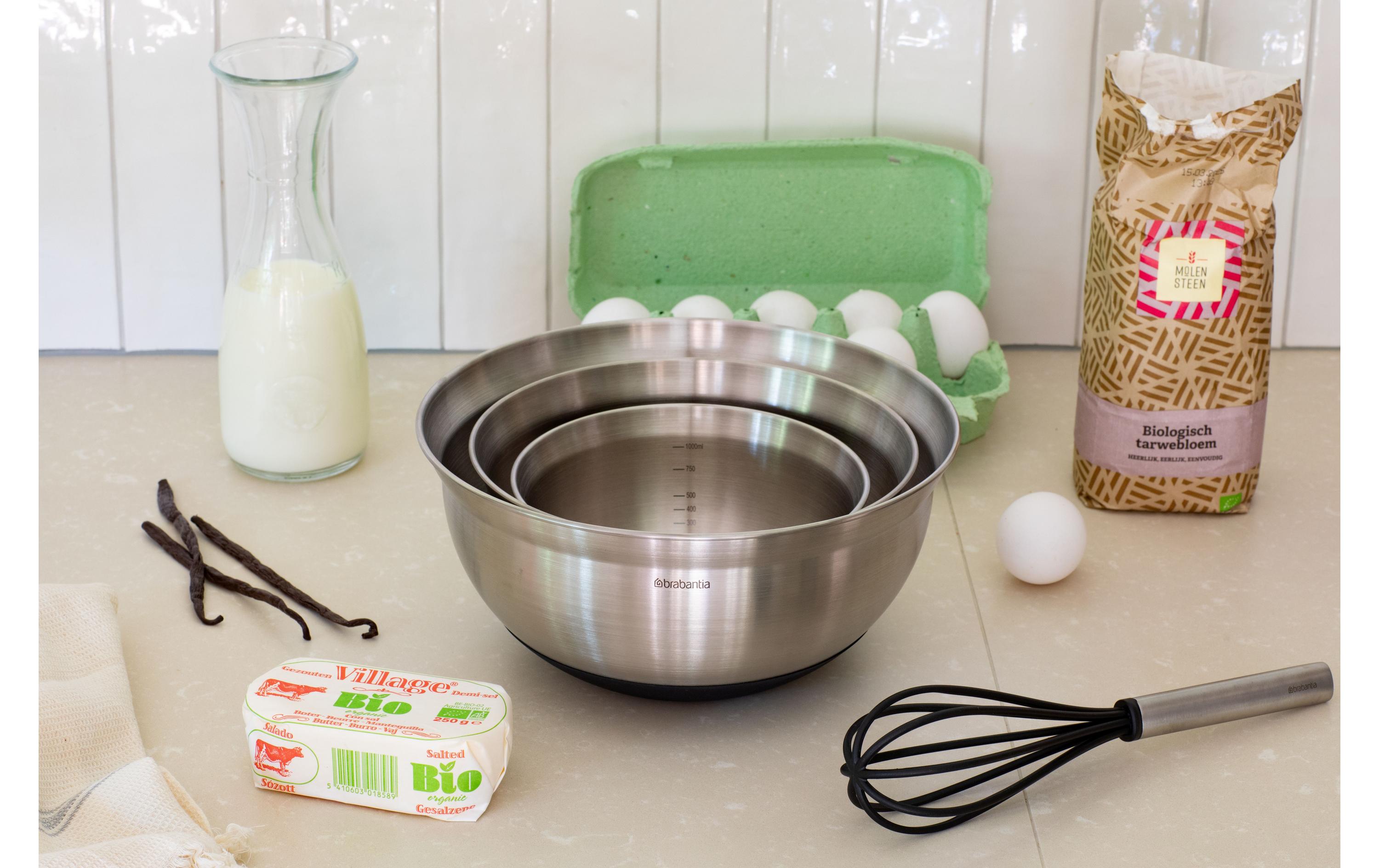 Brabantia Rührschüssel-Set 1 l/1.6 l/3 l, Silber