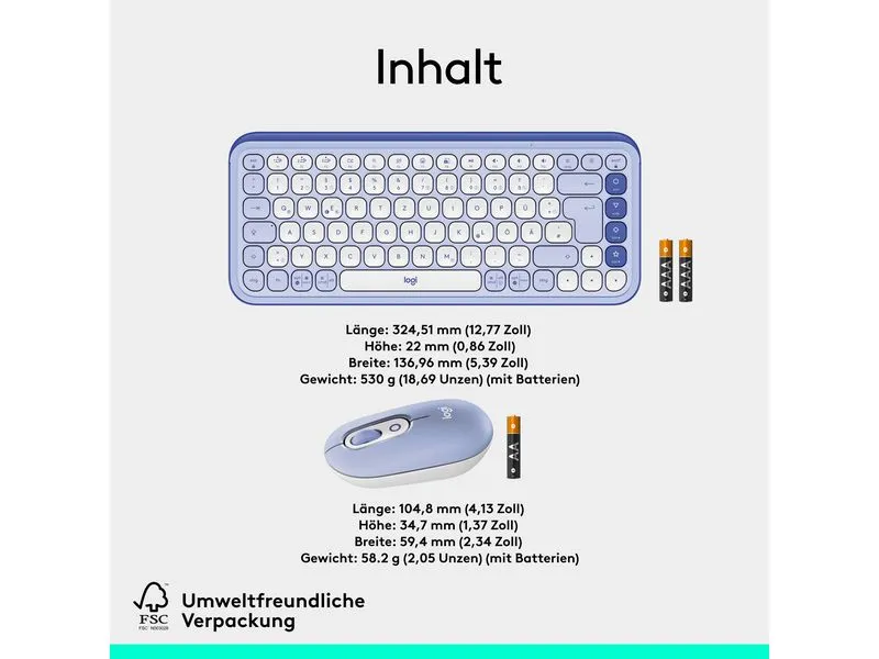 Logitech Tastatur-Maus-Set POP Icon Combo Lilac Logitech Tastatur-Maus-Set POP Icon Combo Lilac