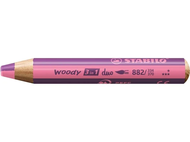 STABILO Wachsmalstifte Woody 3 in 1 duo Pink / Lila STABILO Wachsmalstifte Woody 3 in 1 duo Pink / Lila