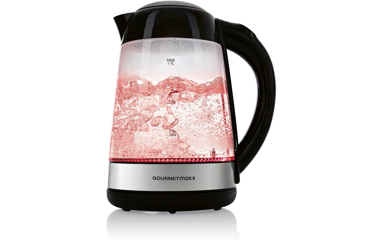 GOURMETmaxx Wasserkocher 1.7 l, Schwarz/Transparent
