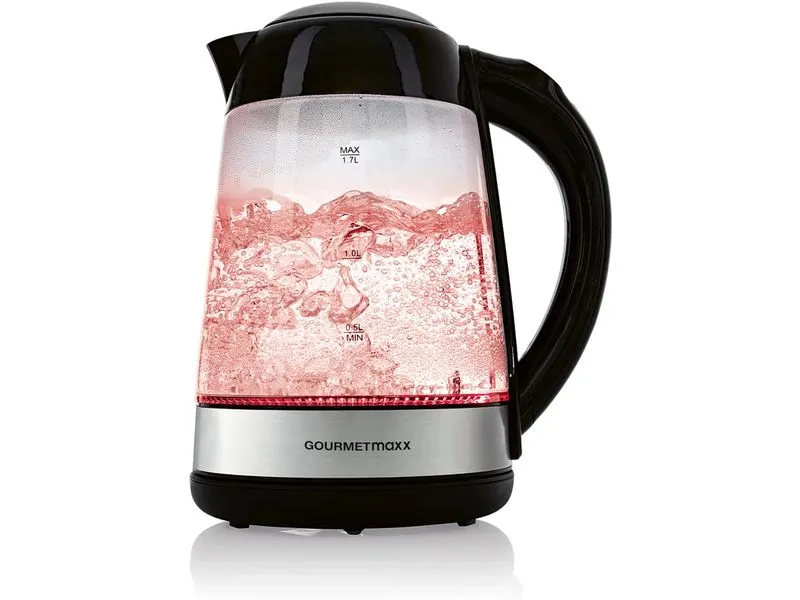 GOURMETmaxx Wasserkocher 1.7 l, Schwarz/Transparent