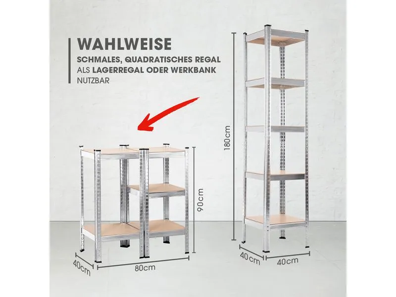 EASYmaxx Schwerlastregal 180 x 40 x 40 cm EASYmaxx Schwerlastregal 180 x 40 x 40 cm