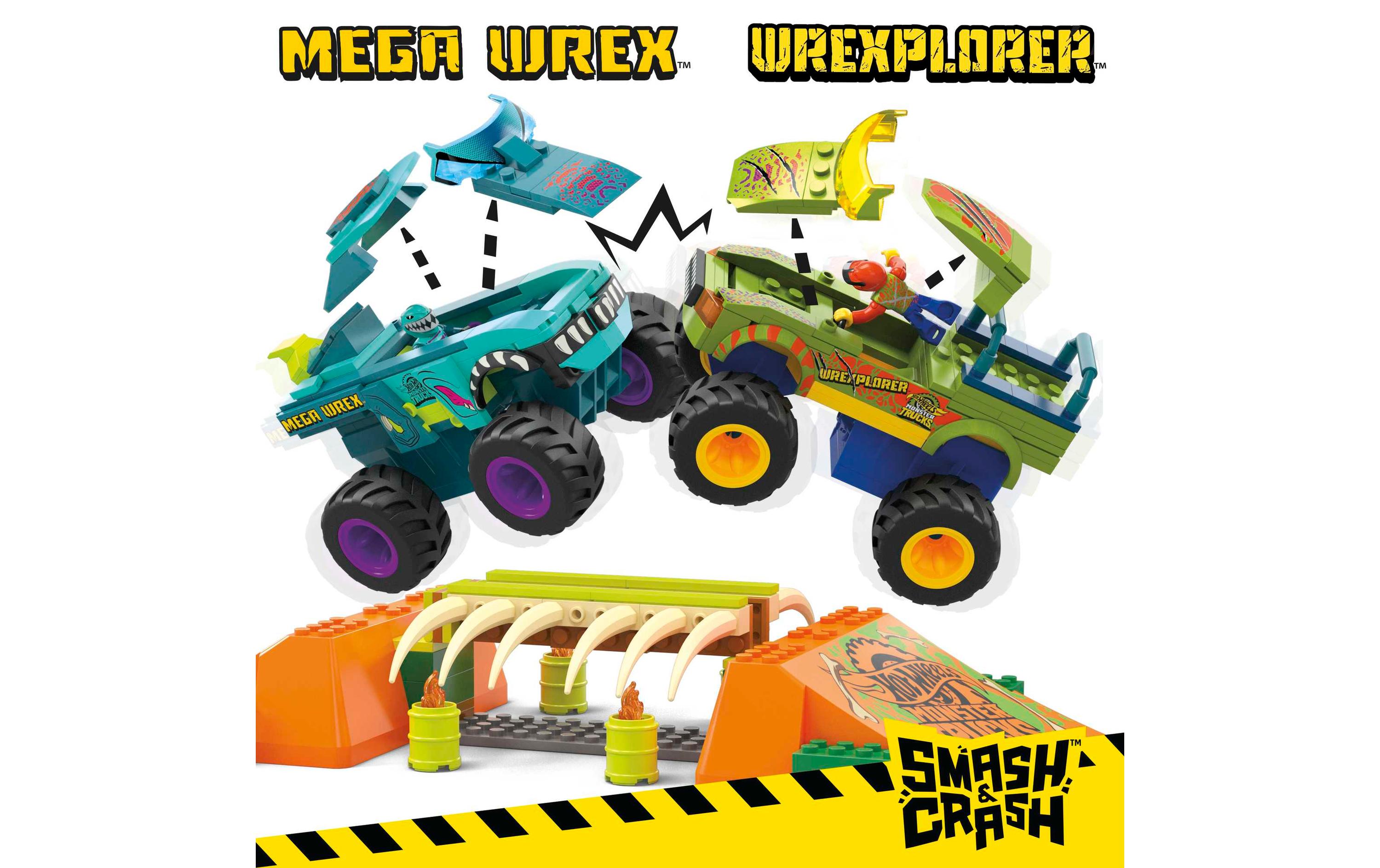 Mega Construx Hot Wheels Monster Trucks Mega-Wrex Boneyard Stunt Course