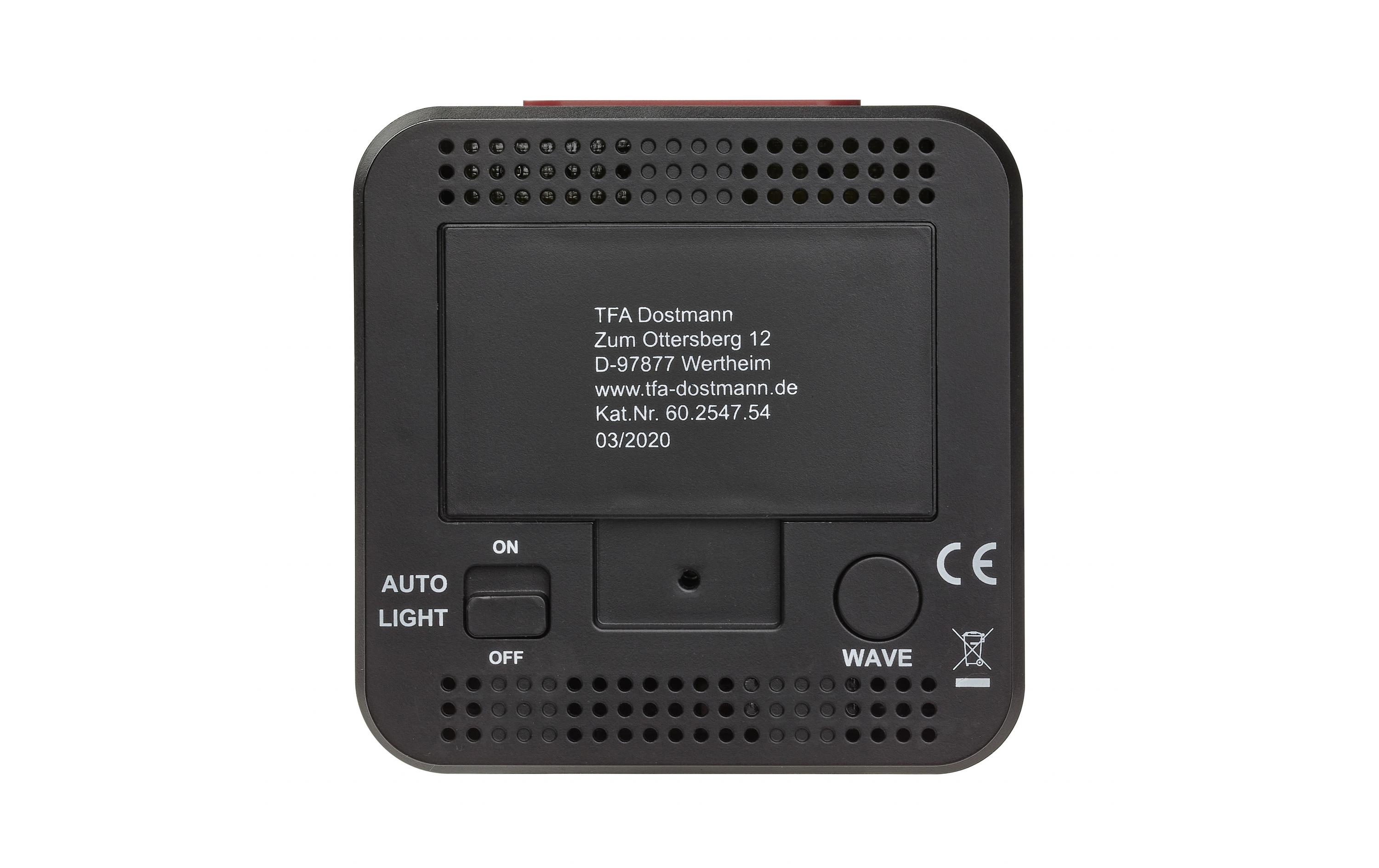 TFA Dostmann Digitalwecker mit Innentemperatur Schwarz/Silber