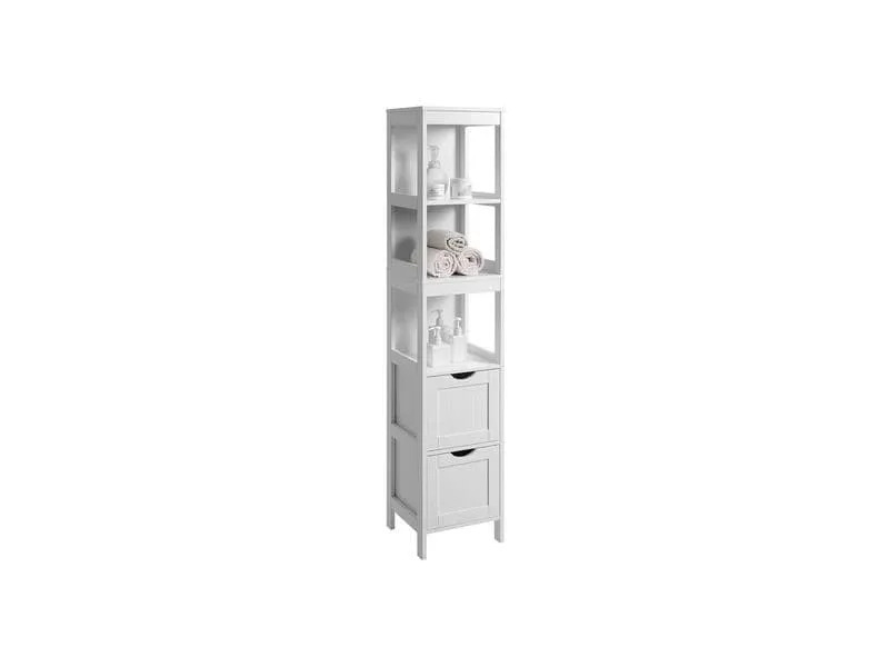 VASAGLE Badezimmerregal Landhausstil 30 x 141.5 cm, Weiss VASAGLE Badezimmerregal Landhausstil 30 x 141.5 cm, Weiss