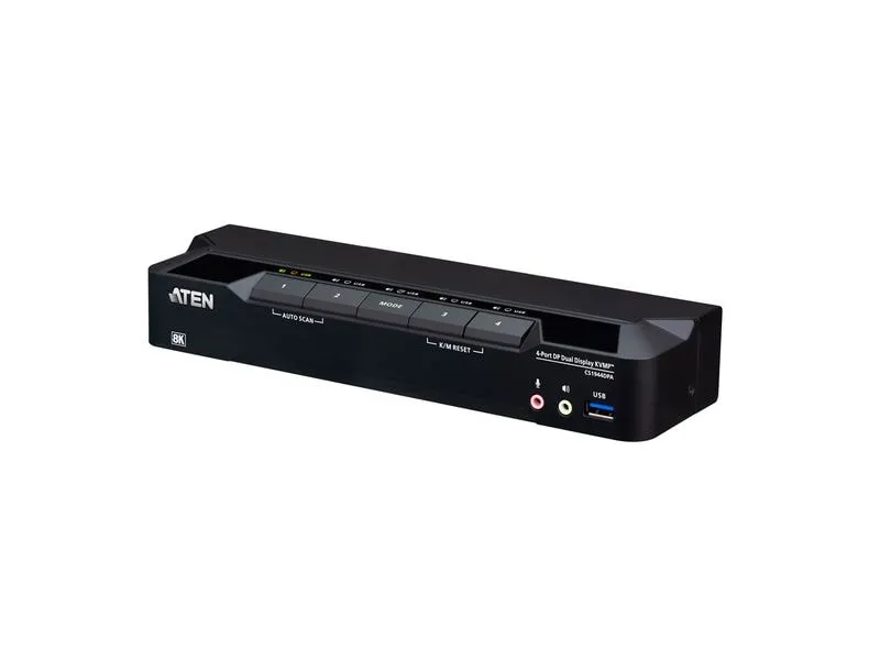Aten Aten KVM-Switch 4-fach Audio/DP(Displayport)/USB 3.0, 8K, Dual Display,
