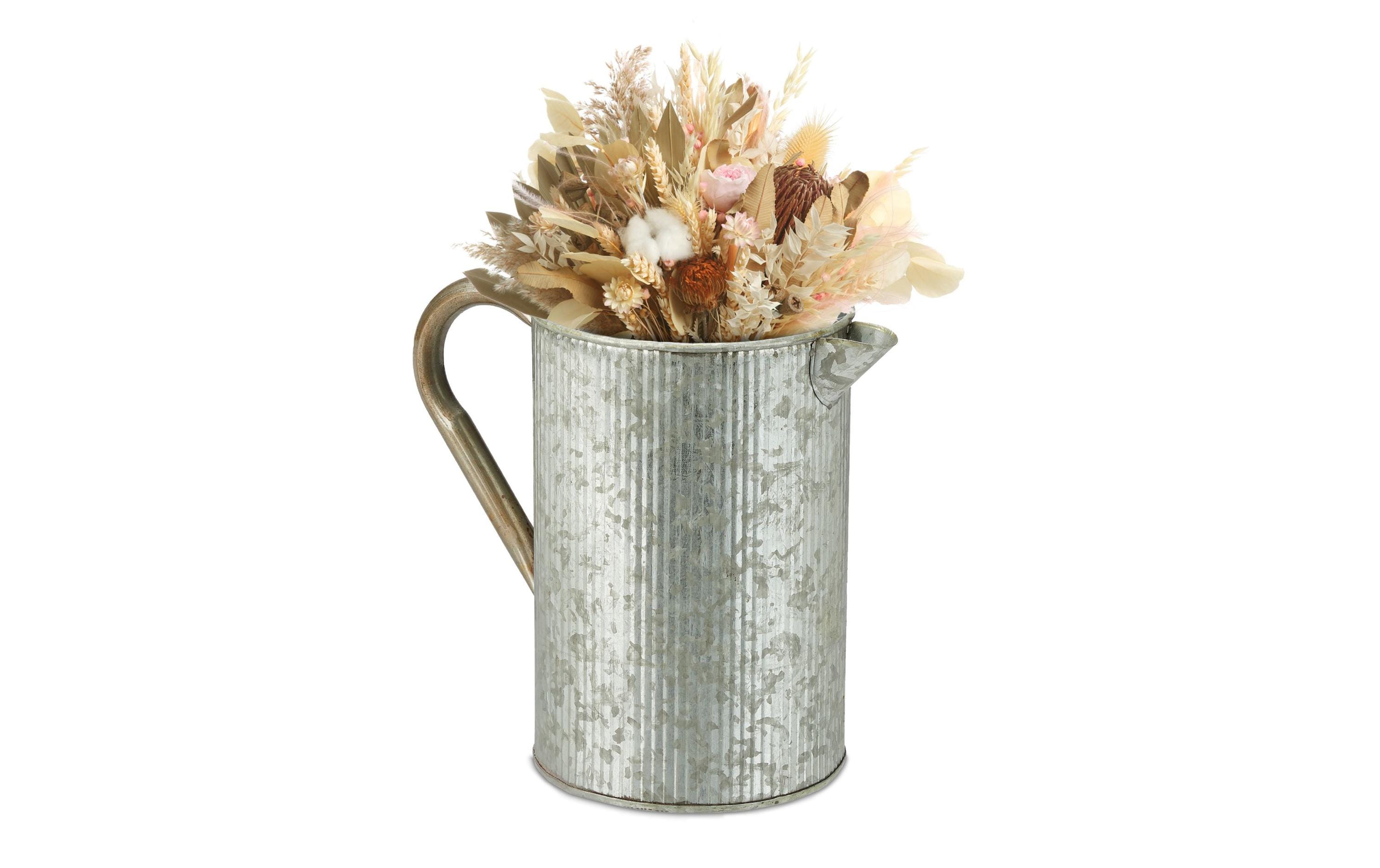 relaxdays Vase Vintage Krug 21 cm, Silber