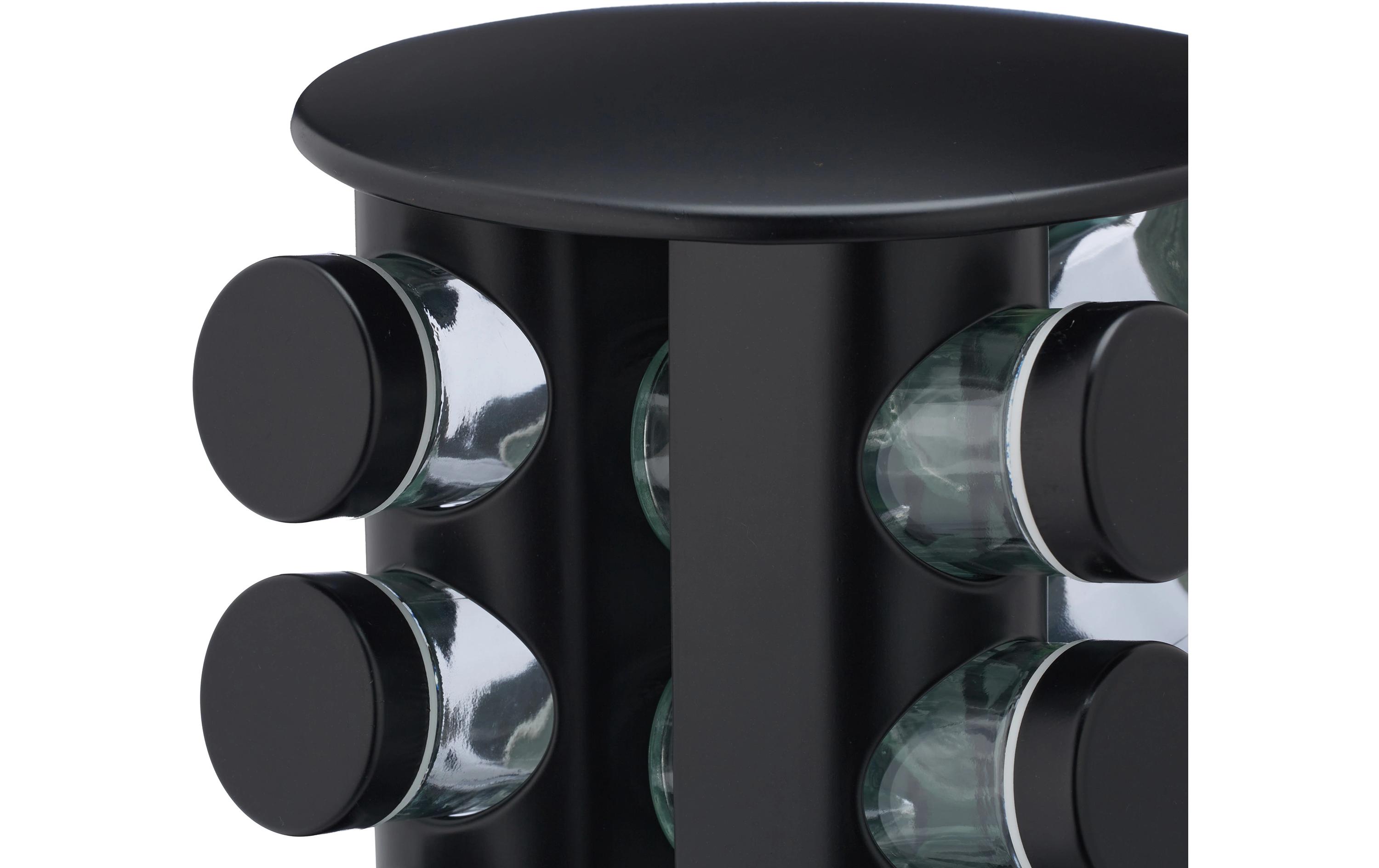 relaxdays Gewürzkarussell 16er Set Schwarz/Transparent