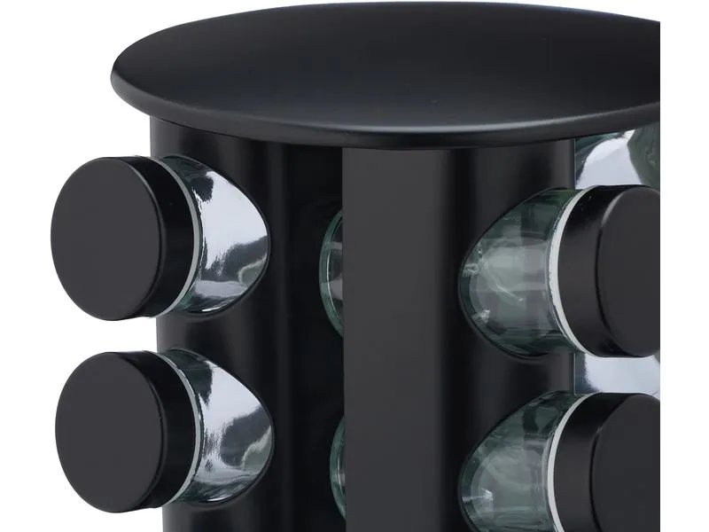 relaxdays Gewürzkarussell 16er Set Schwarz/Transparent relaxdays Gewürzkarussell 16er Set Schwarz/Transparent
