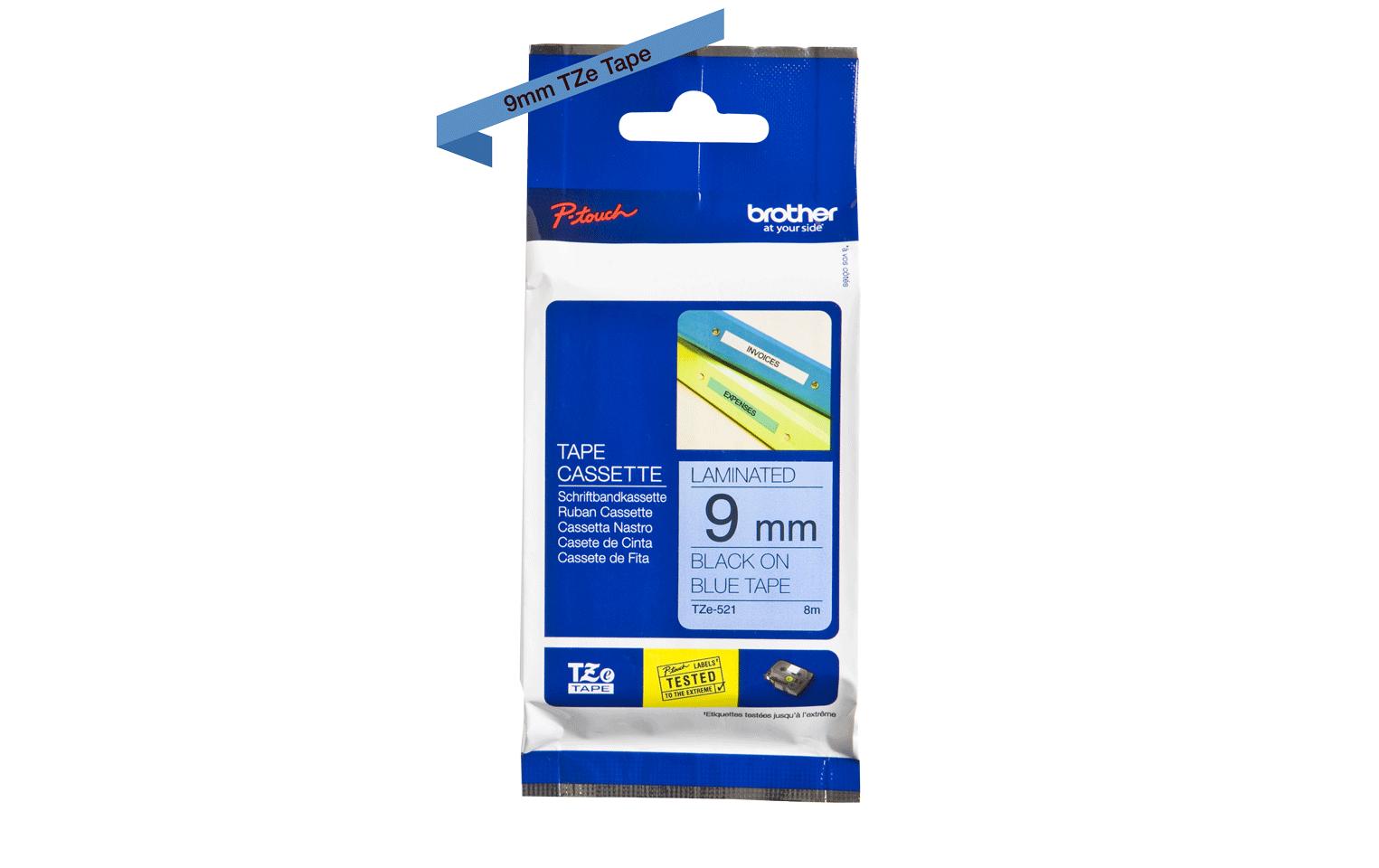Brother Beschriftungsband TZe-521 Schwarz auf Blau Brother Beschriftungsband TZe-521 Schwarz auf Blau