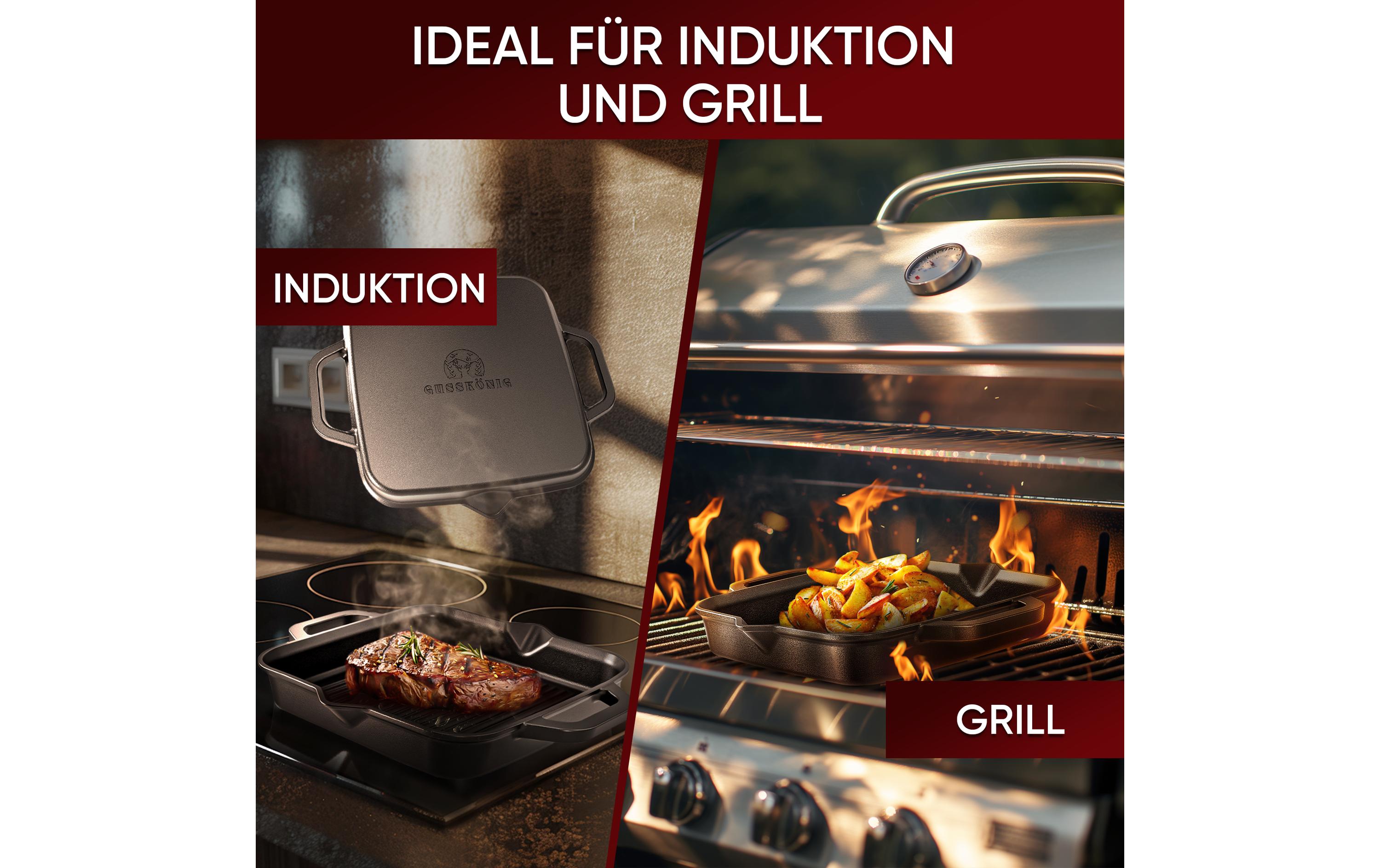 Gusskoenig Grillpfanne 26 cm mit Ringreiniger