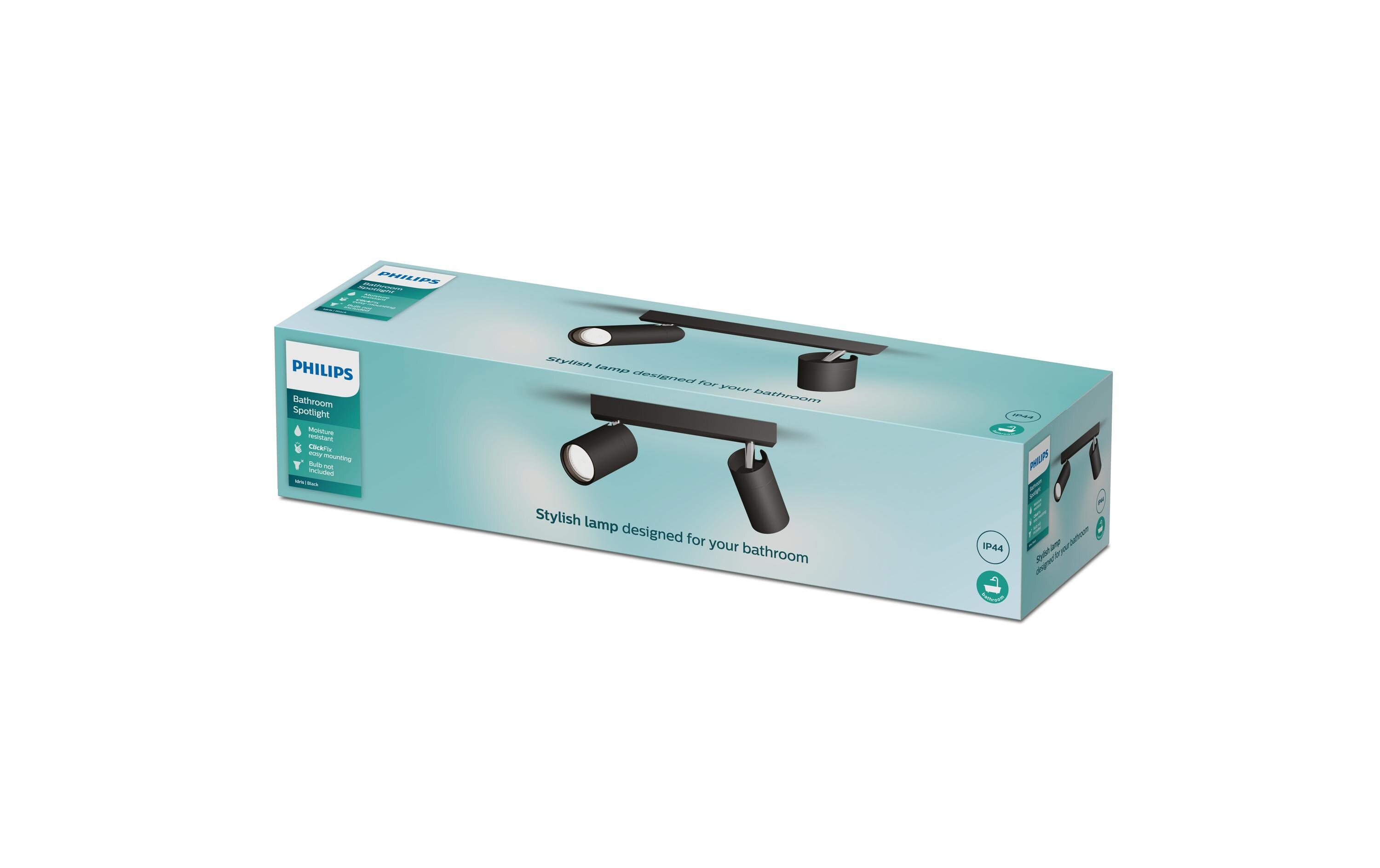 Philips Aufbauspot Idris GU10, IP44 Schwarz, ohne Leuchtmittel