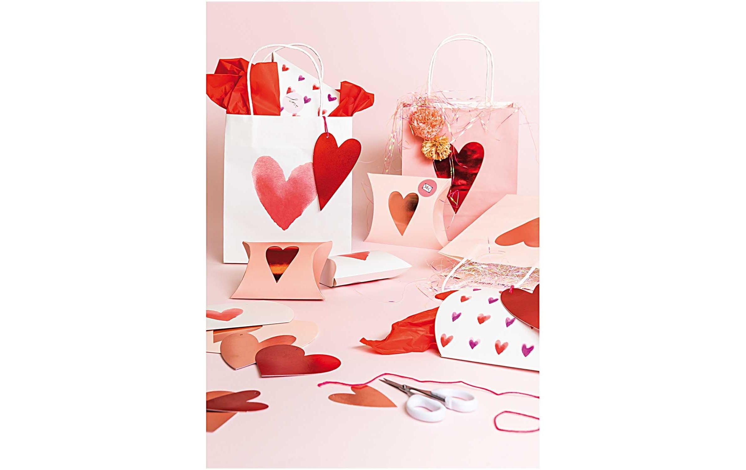 Rico Design Geschenkbox Herzen 6 Stück, Rosa/Rot, 12 x 18 cm/10 x 15 cm