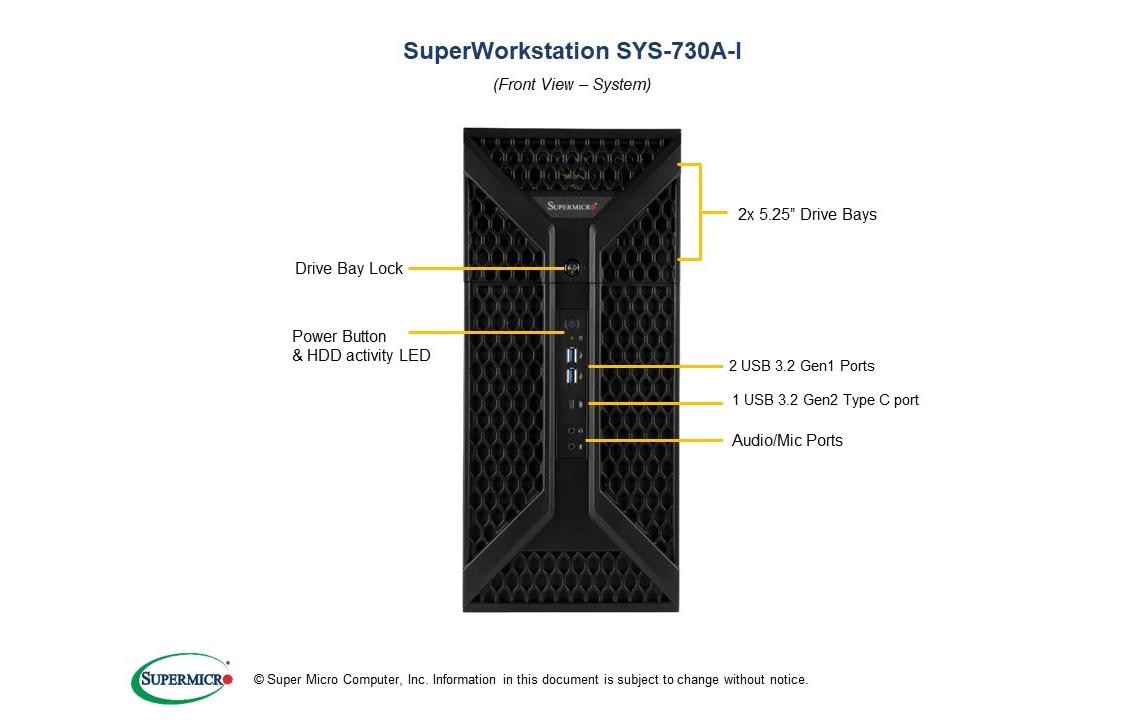 Supermicro Barebone Super Workstation SYS-730A-I Supermicro Barebone Super Workstation SYS-730A-I