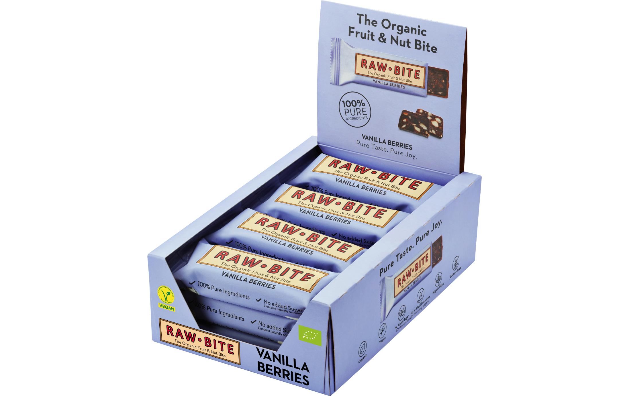 Rawbite Rohkostriegel Beeren-Vanille, 12 x 50g Rawbite Rohkostriegel Beeren-Vanille, 12 x 50g