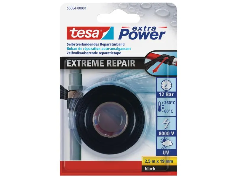 tesa Dichtungsband Extreme Repair 2.5 m x 19 mm Schwarz