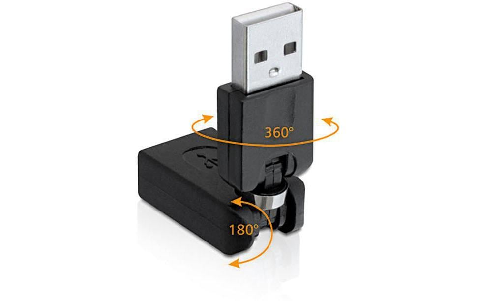 Delock USB 2.0 Adapter USB-A Stecker - USB-A Buchse, rotierbar Delock USB 2.0 Adapter USB-A Stecker - USB-A Buchse, rotierbar