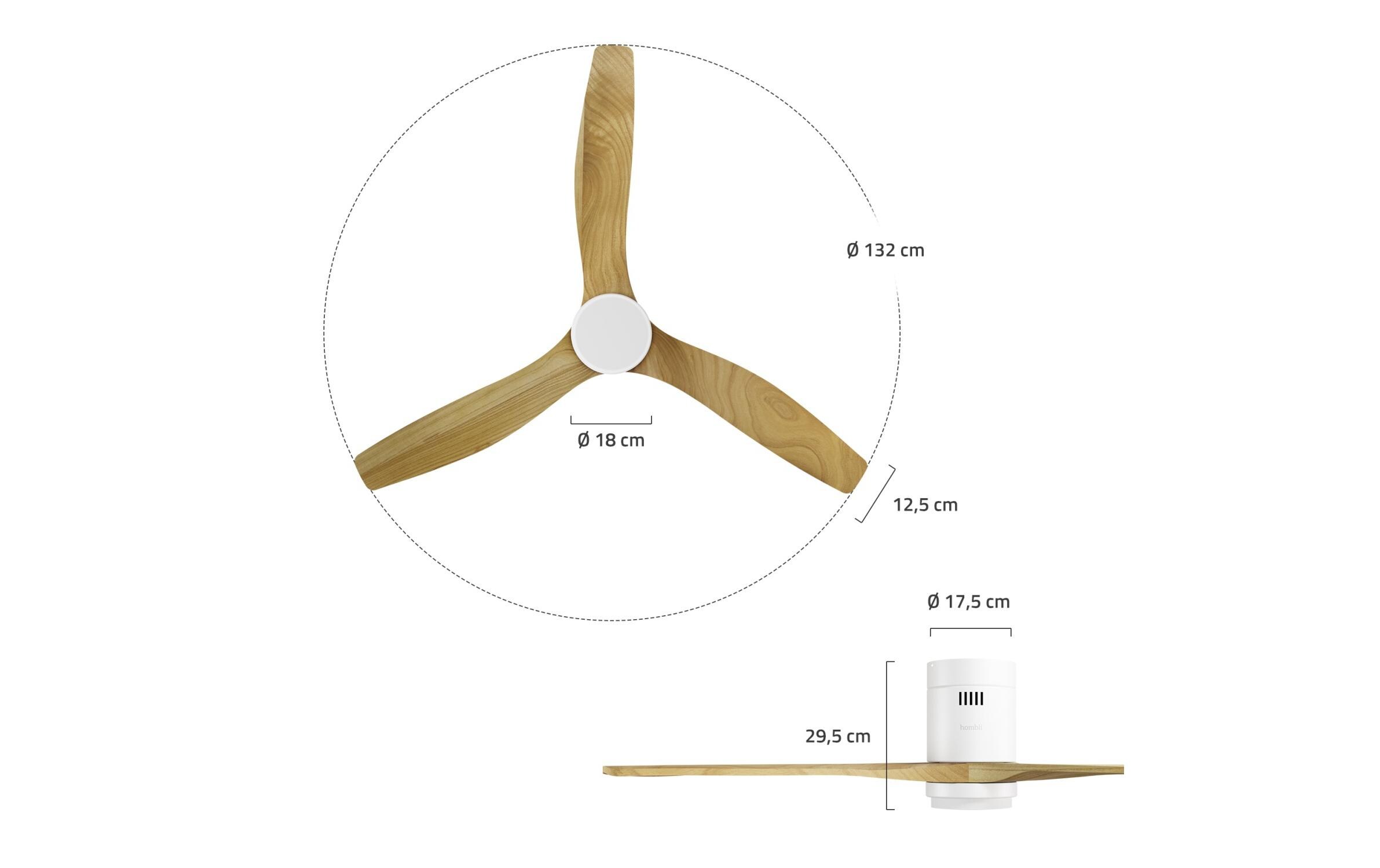hombli Deckenventilator 1320 mm, Hellbraun