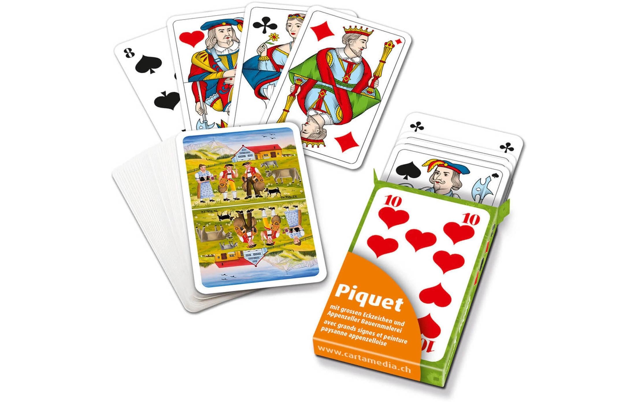 Carta.Media Jasskarten mit Appenzellermotiv mit extra grossen Eckzeichen Carta.Media Jasskarten mit Appenzellermotiv mit extra grossen Eckzeichen