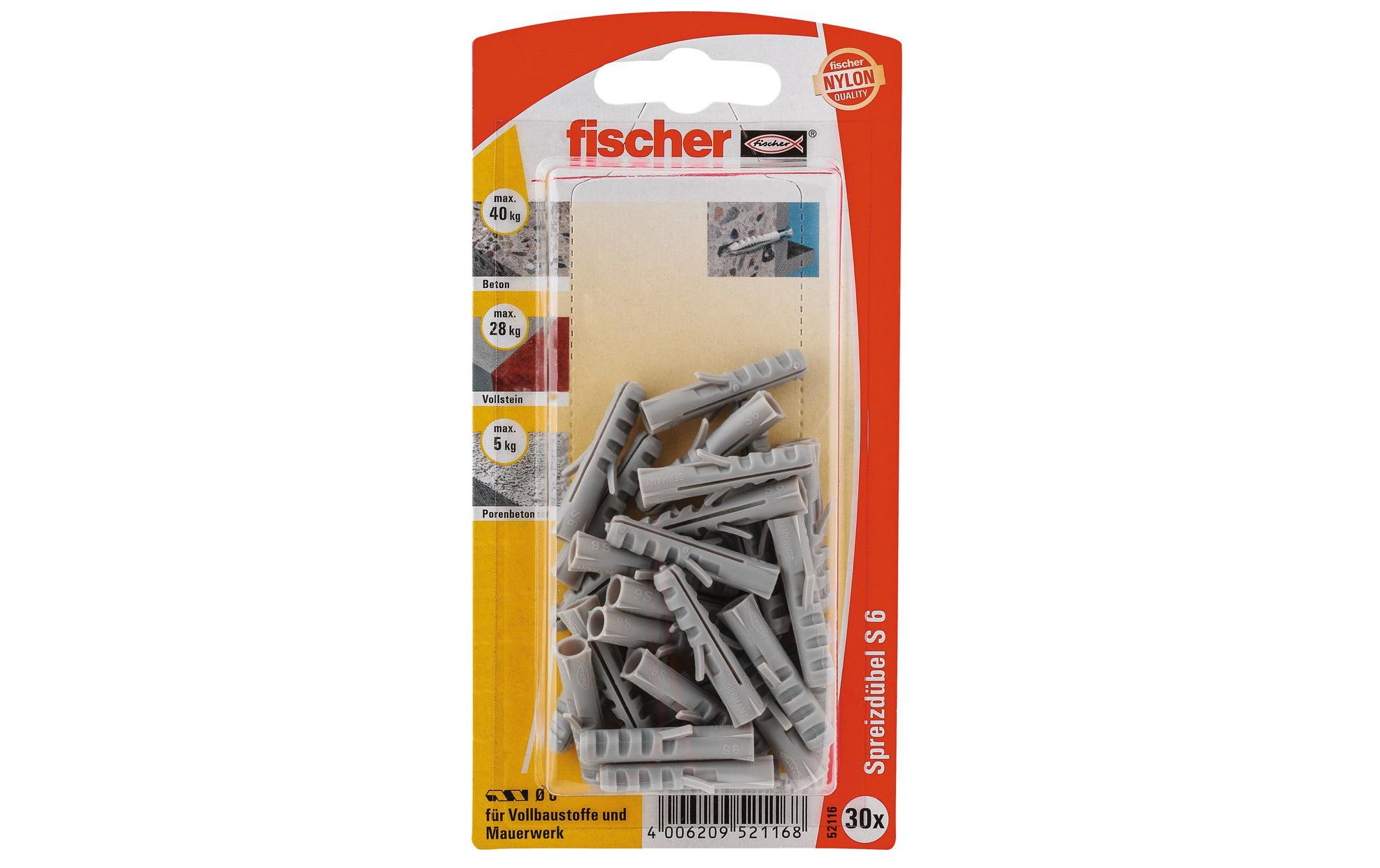 Fischer Dübel S 6, 30 Stück Fischer Dübel S 6, 30 Stück