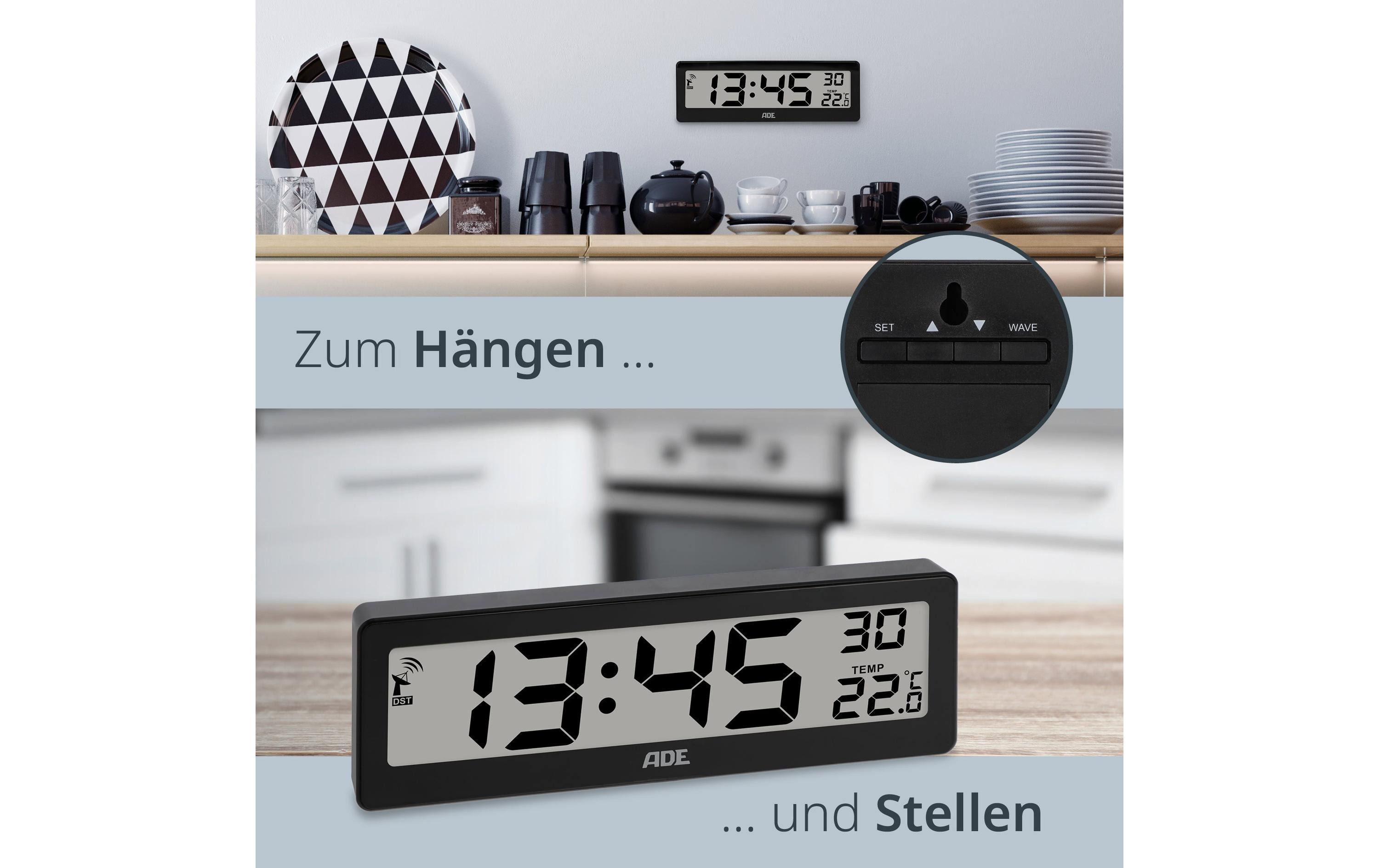 ADE Digitale DCF-Funkuhr Schwarz