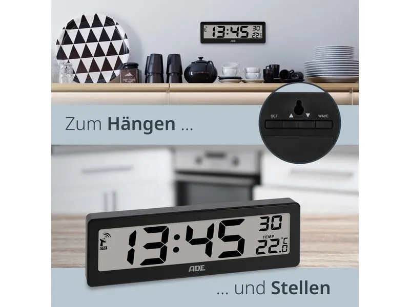 ADE Digitale DCF-Funkuhr Schwarz