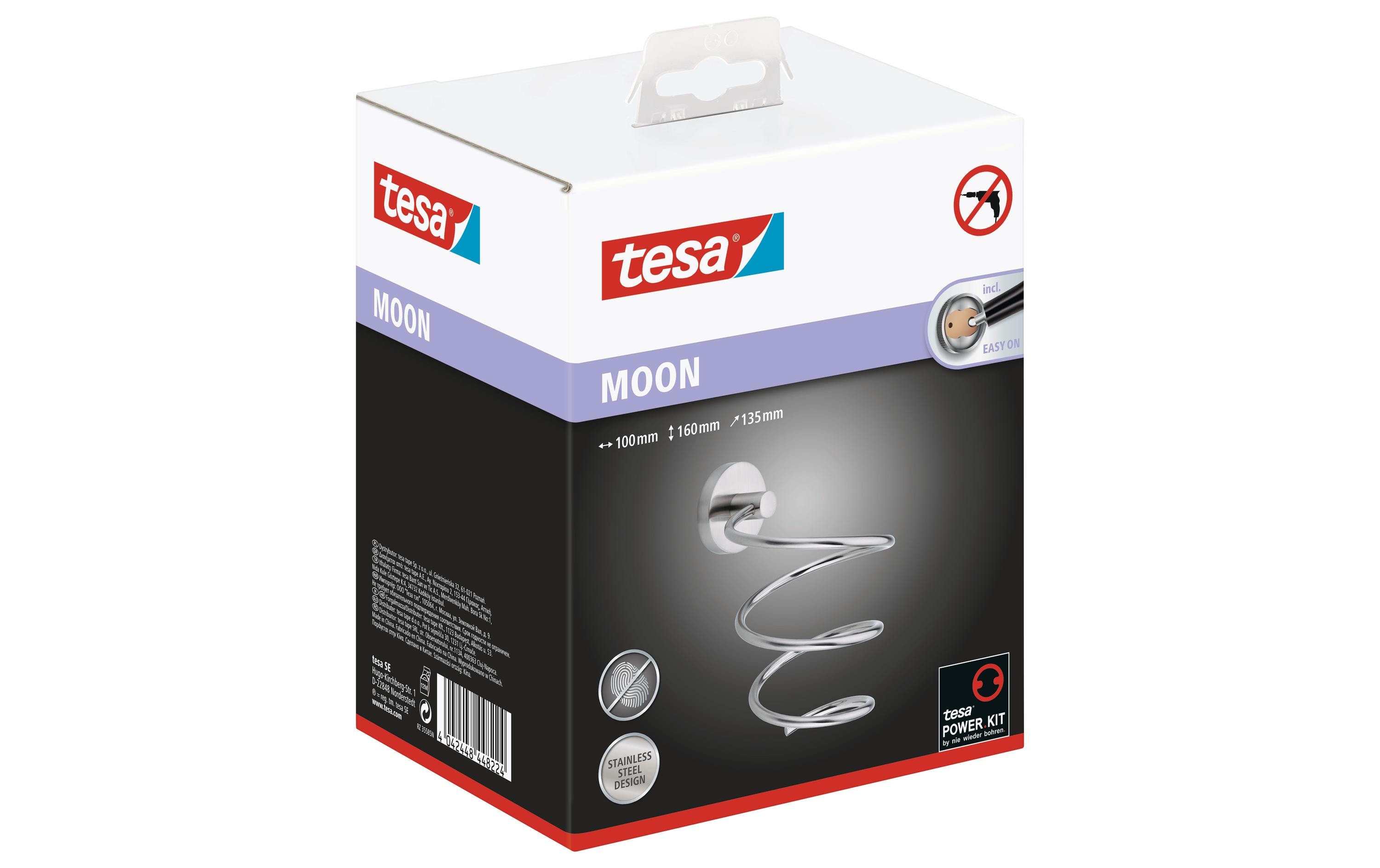 tesa Moon Fönhalterung ohne Bohren, silber