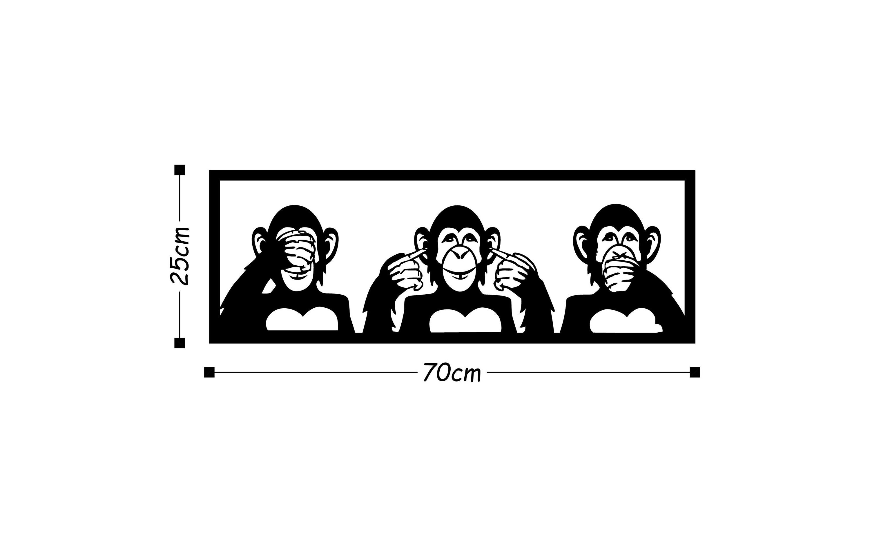 Wallxpert Wanddekoration Monkeys 70 x 25 cm