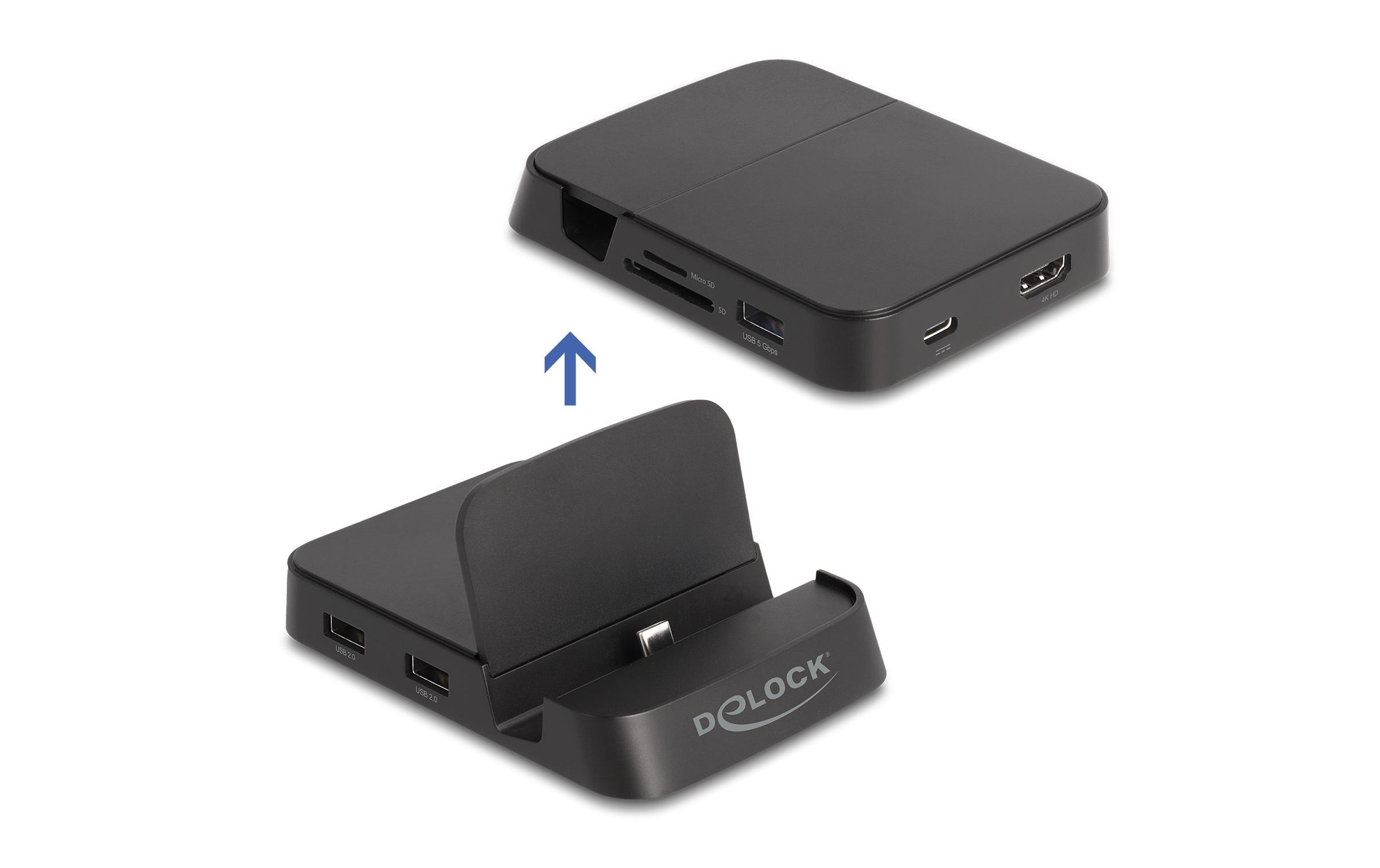 Delock Dockingstation 4K mit integrierter Halterung
