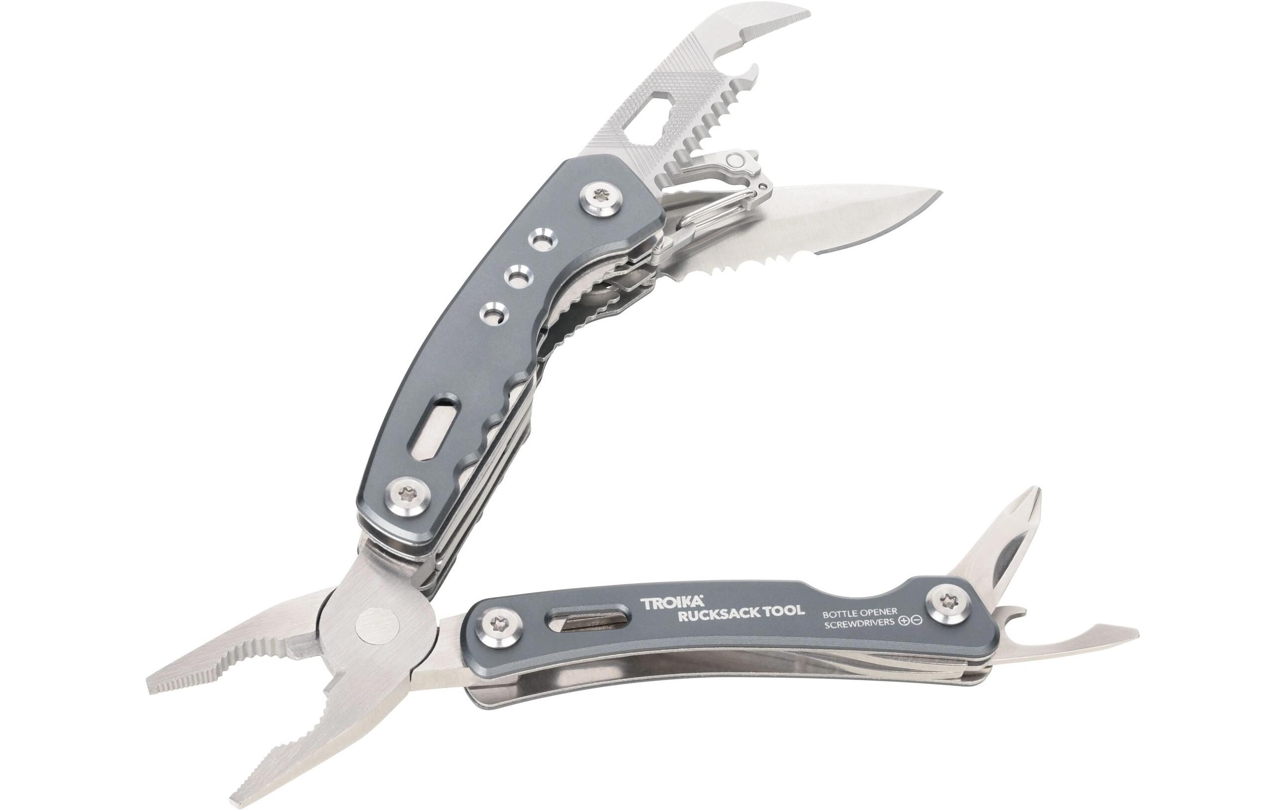 Troika Taschenmesser Rucksack Tool mit 15 Funktionen, Grau