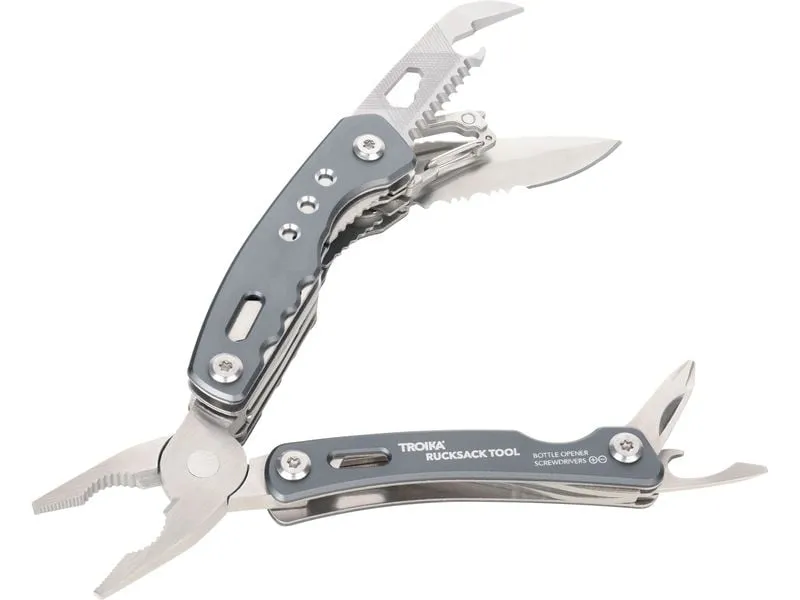 Troika Taschenmesser Rucksack Tool mit 15 Funktionen, Grau